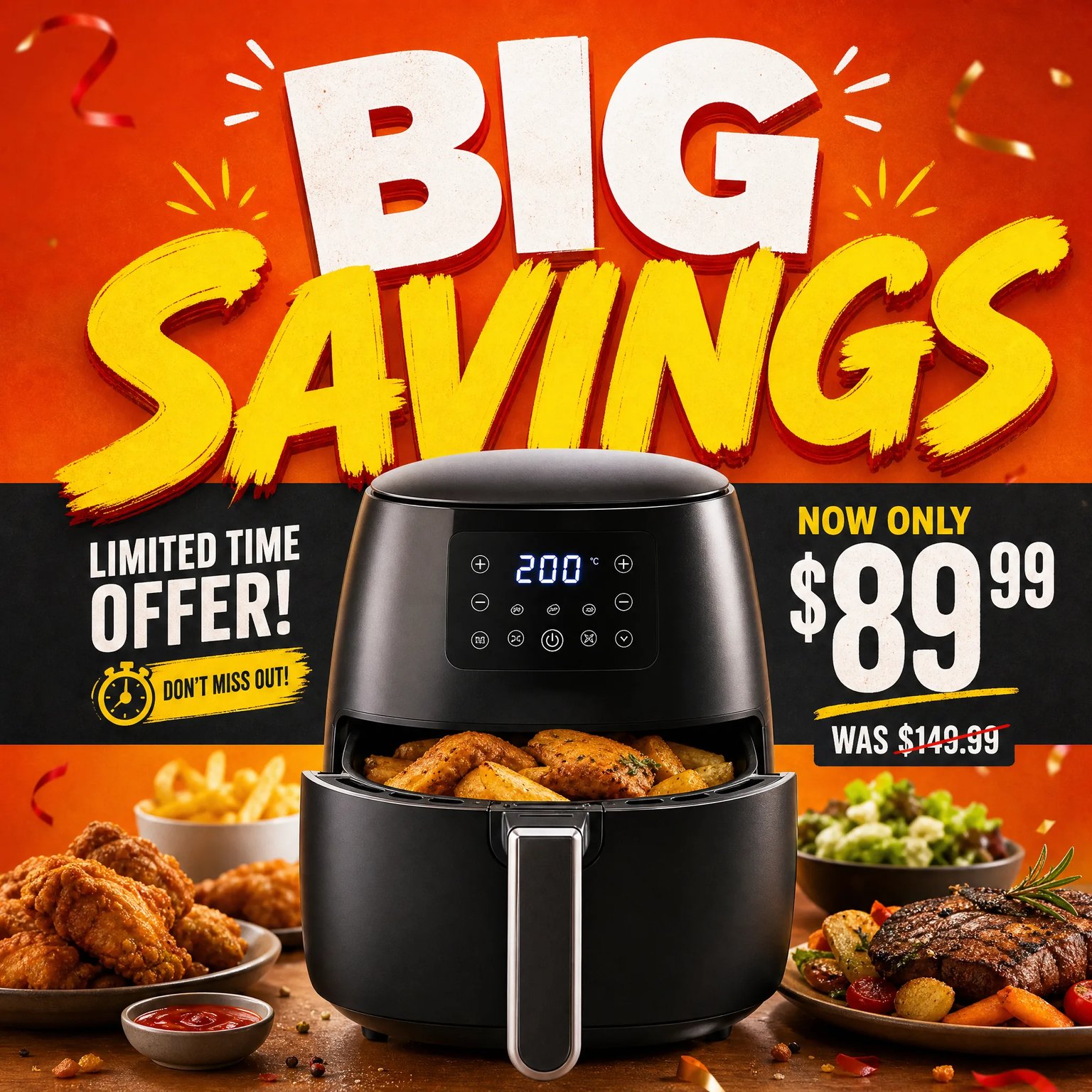 Bold discount advertising poster concept with oversized headline and offer band