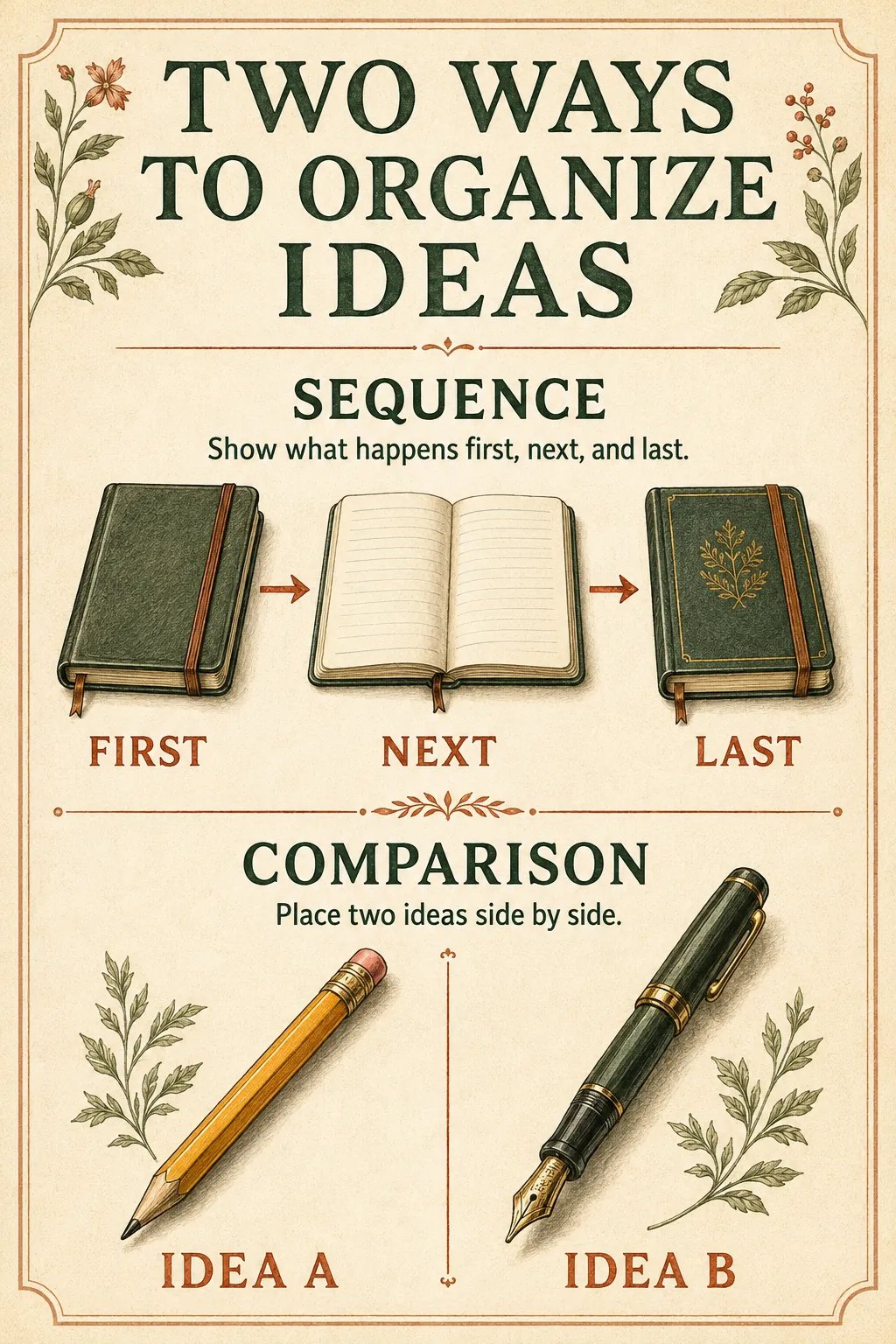 Infographic contrasting a sequence of steps with a side-by-side comparison.