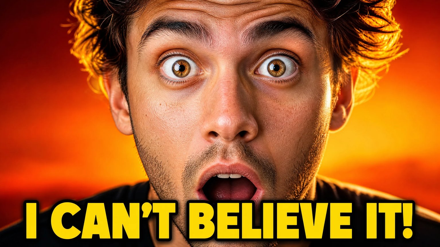 Large expressive reaction thumbnail concept with a dominant subject and bold headline text
