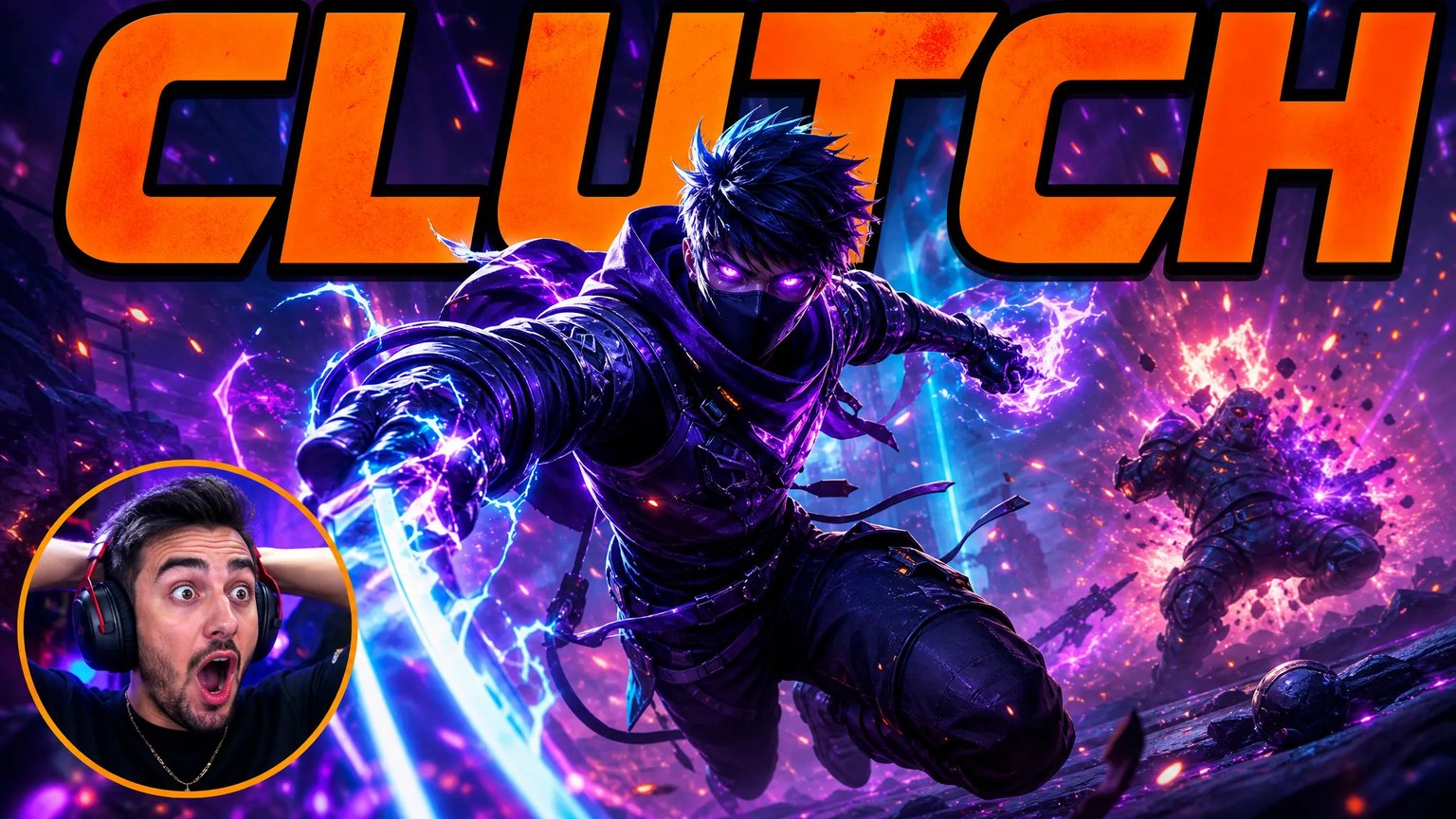 Gaming-style thumbnail concept with dramatic lighting and glowing title text