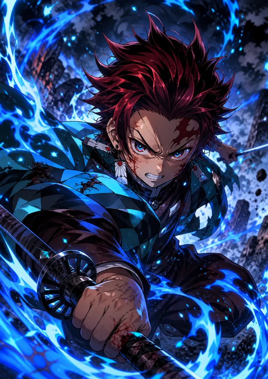 Anime shonen action scene with dynamic energy effects, generated from a text prompt
