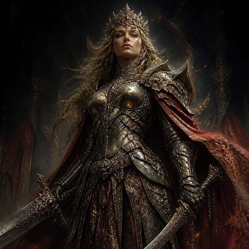 Fantasy warrior queen character concept art AI-generated from a text prompt