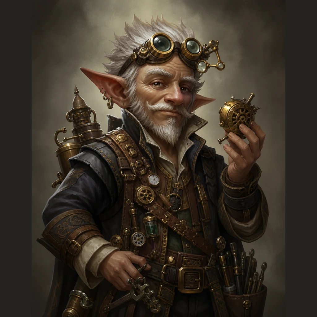 AI-generated D&D gnome artificer character portrait