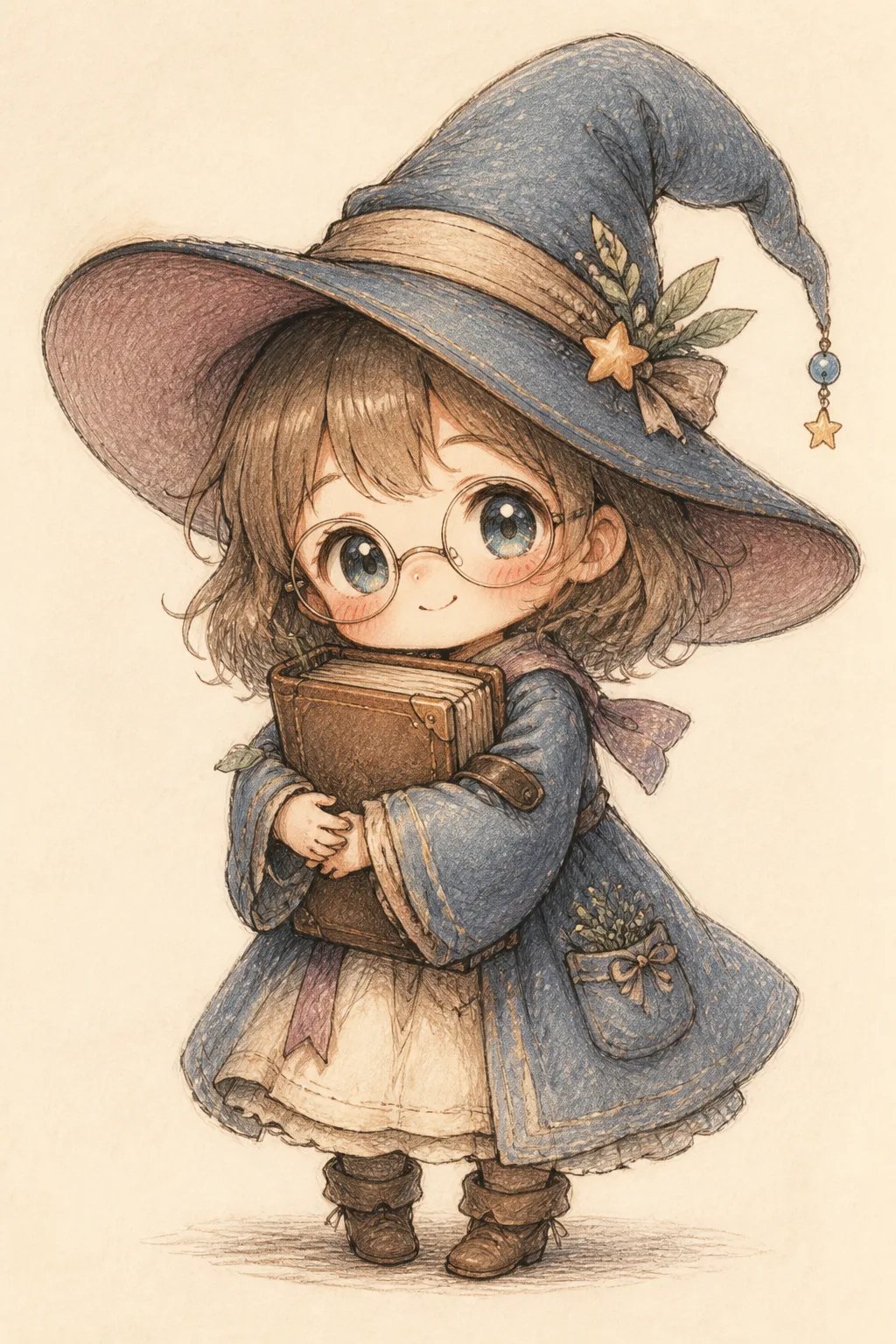 Cute chibi mage apprentice character drawing