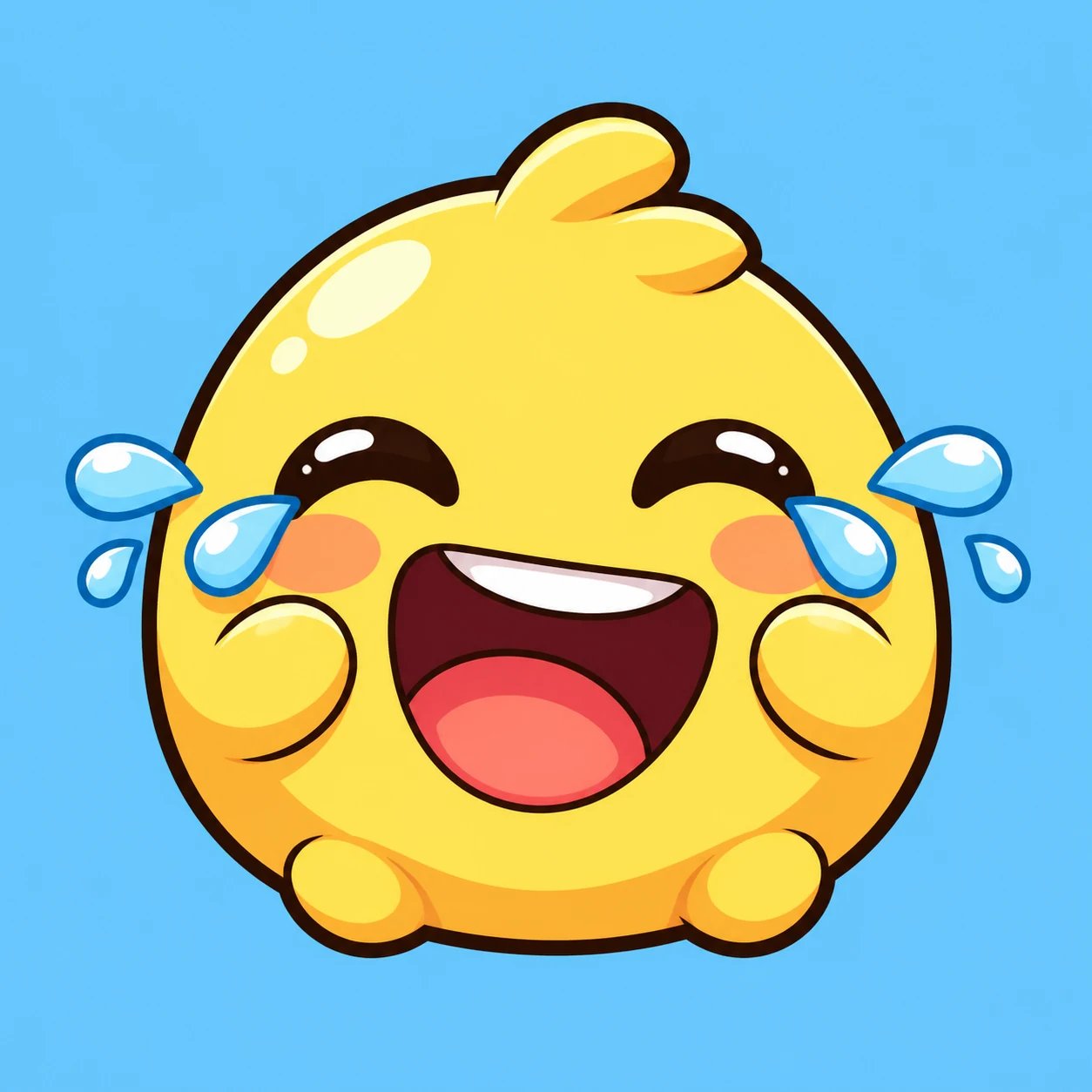 AI-generated custom chibi yellow blob emoji laughing with happy tears