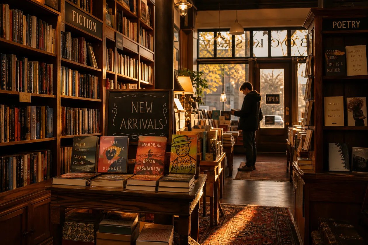 A detailed bookstore interior with legible section signs, generated with the GPT Image 2 model
