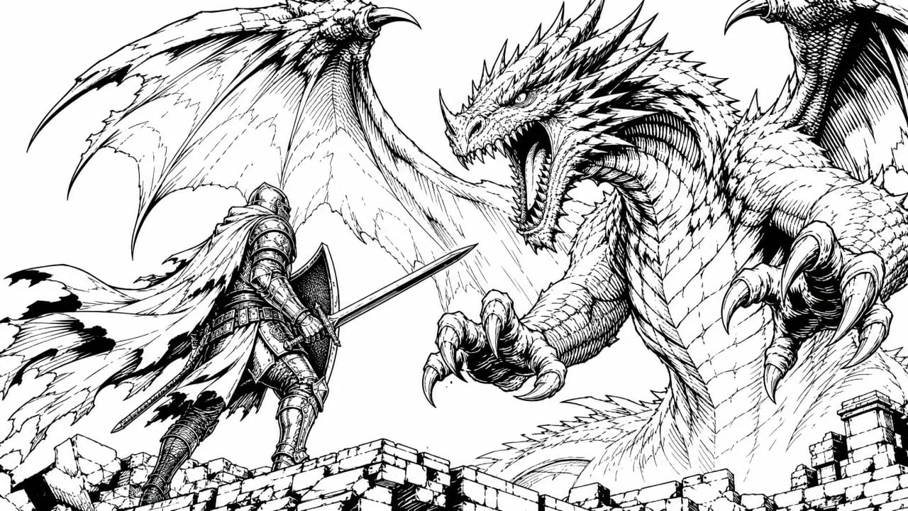 Fantasy Dragon Heavy Ink