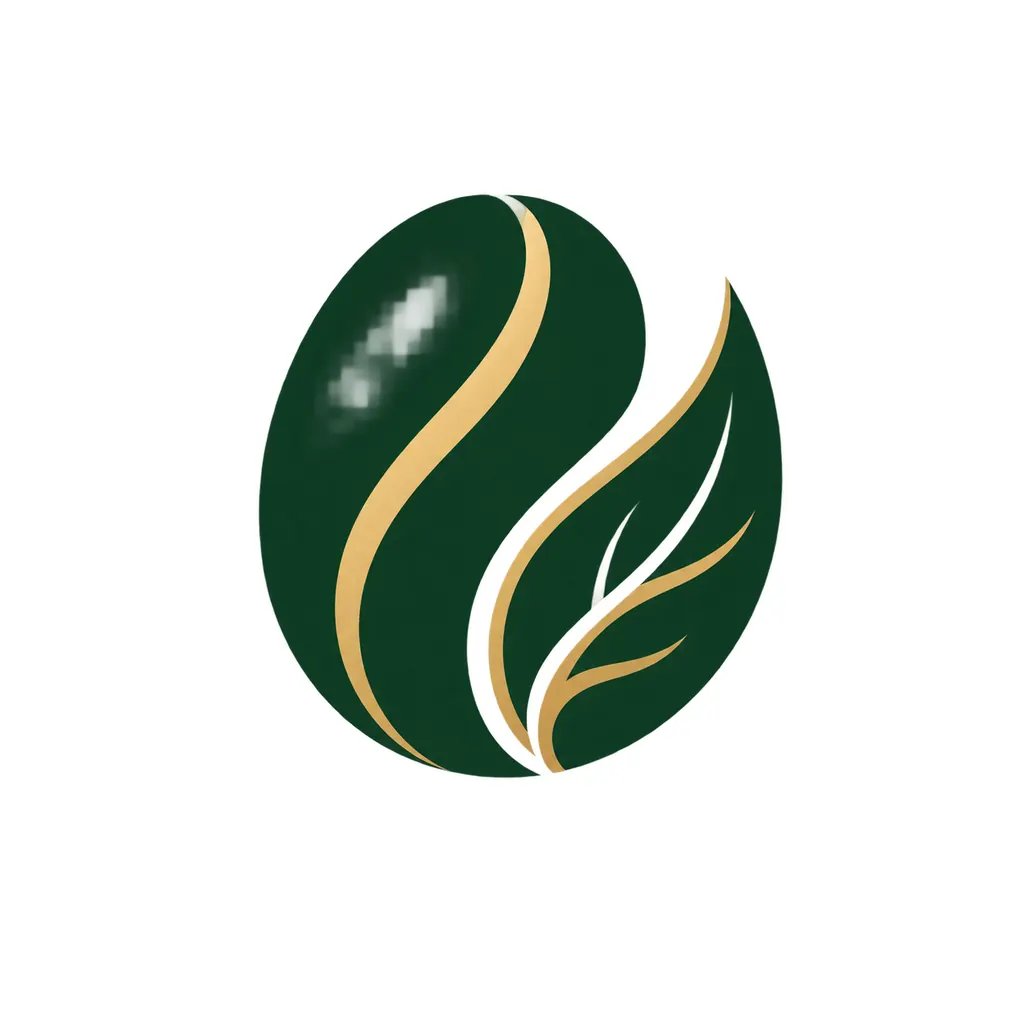 Minimalist green and gold coffee-bean monogram logo made with the tool