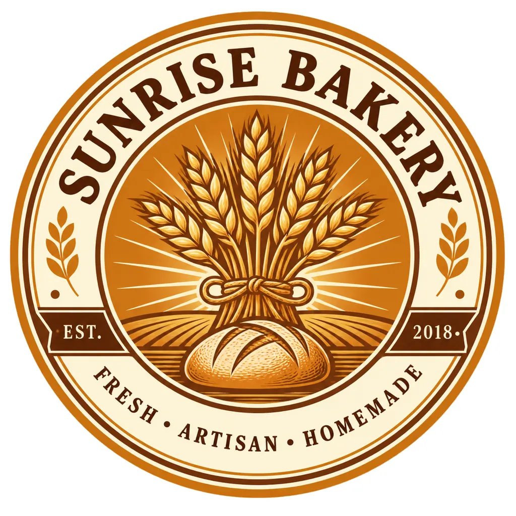 Vintage amber and cream bakery emblem badge logo made with the tool