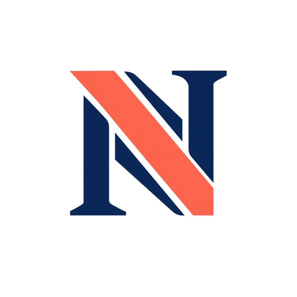 Bold navy and coral single-letter N lettermark logo made with the tool