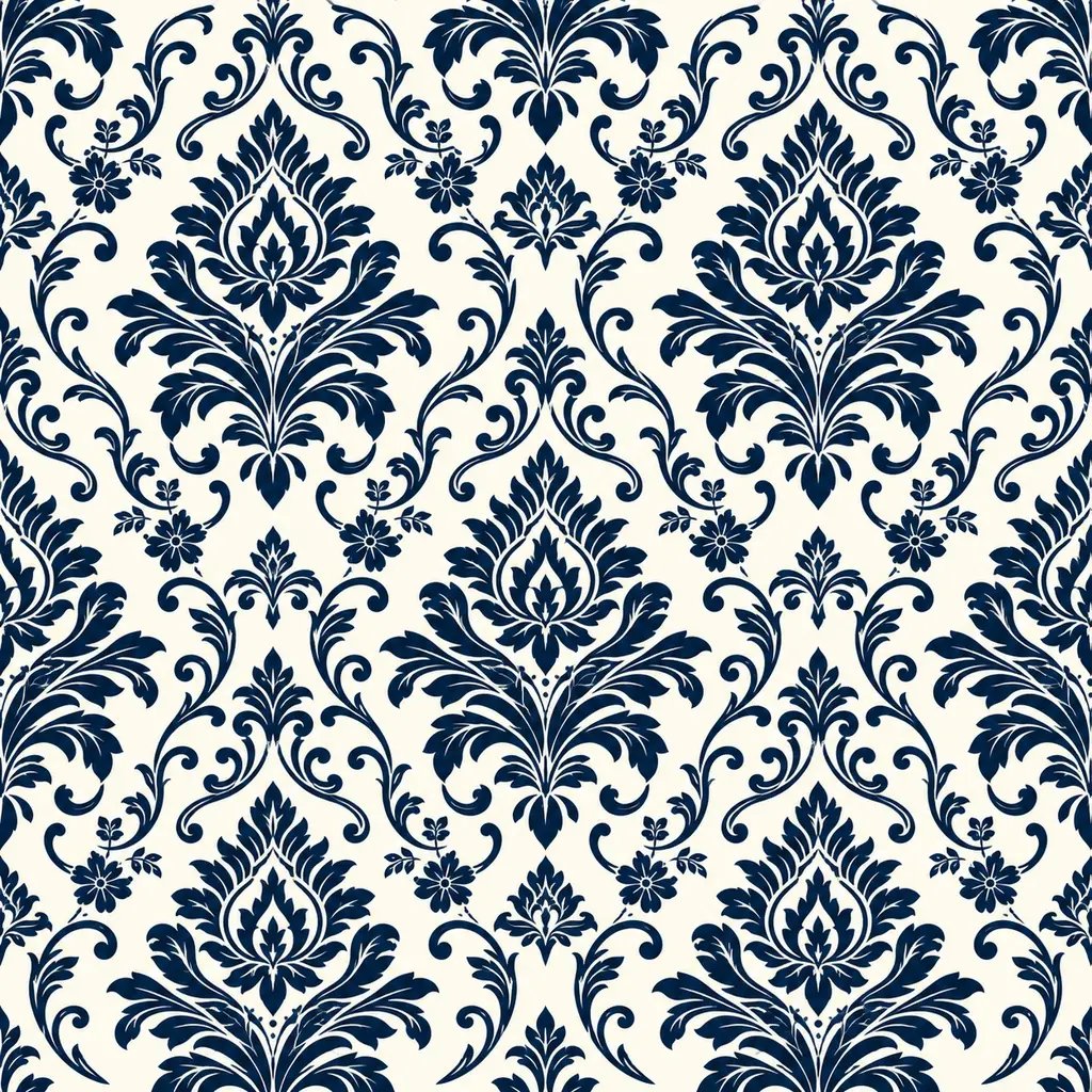 Seamless navy damask pattern generated from a text prompt