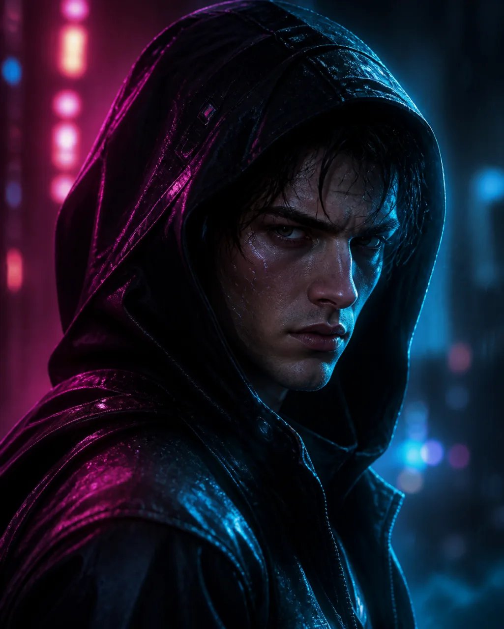 Cyberpunk neon profile-picture avatar generated from a text prompt