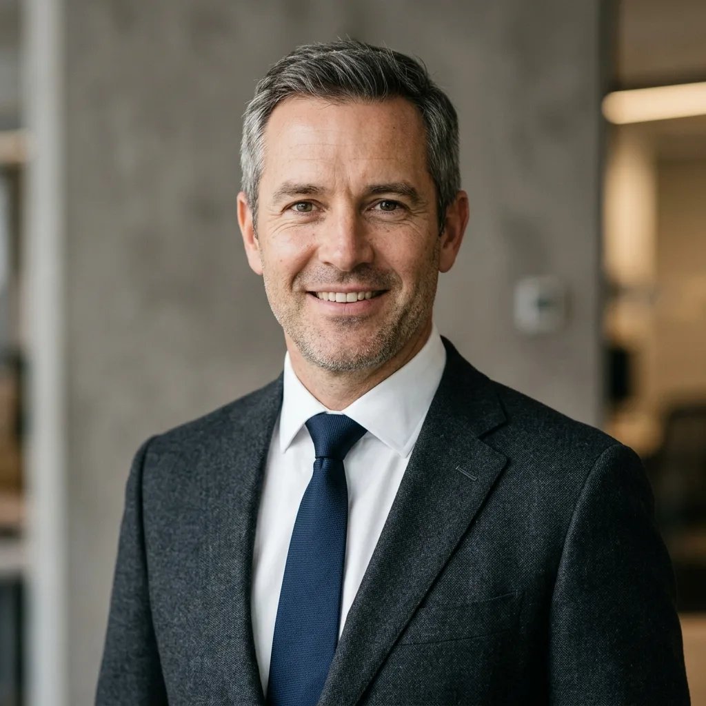 Professional executive corporate business headshot for LinkedIn with authentic skin texture