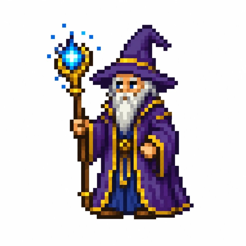 Pixel art wizard mage character sprite
