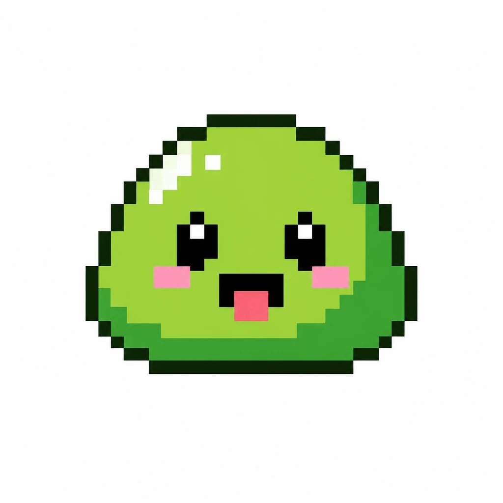 Pixel art green slime creature