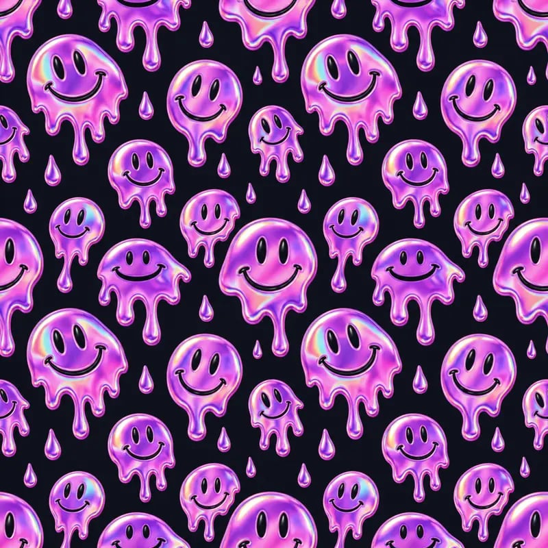 Seamless holographic smiley-face pattern generated from a text prompt
