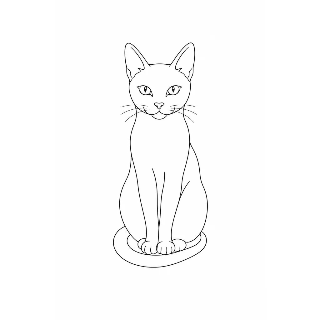 Fine-line sitting cat tattoo design