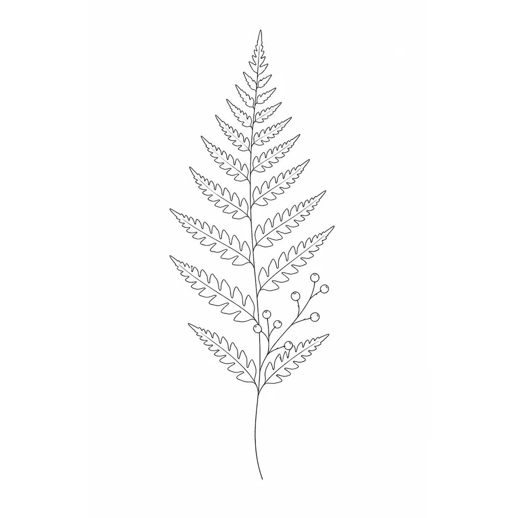 Fine-line fern frond tattoo design