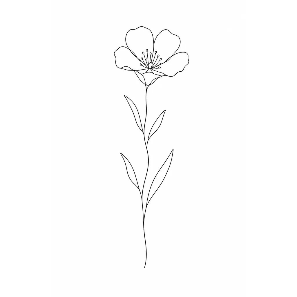 Fine-line wildflower stem tattoo design