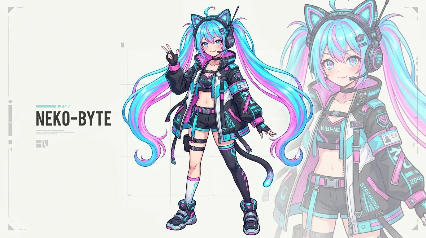 Preview of 2D anime VTuber models and PNGTuber sprites generated from text prompts