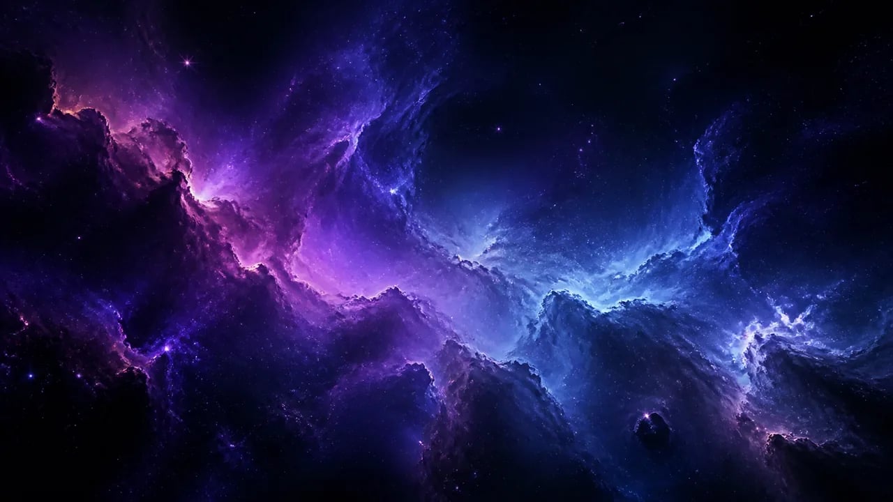 AI-generated deep space nebula wallpaper in indigo violet and magenta with scattered stars