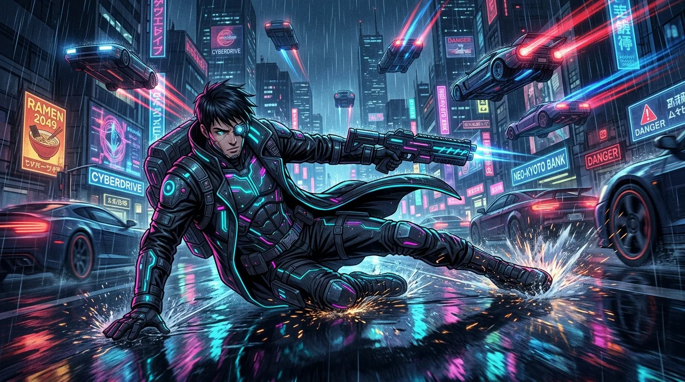 Cyberpunk Neon Chase Sequences