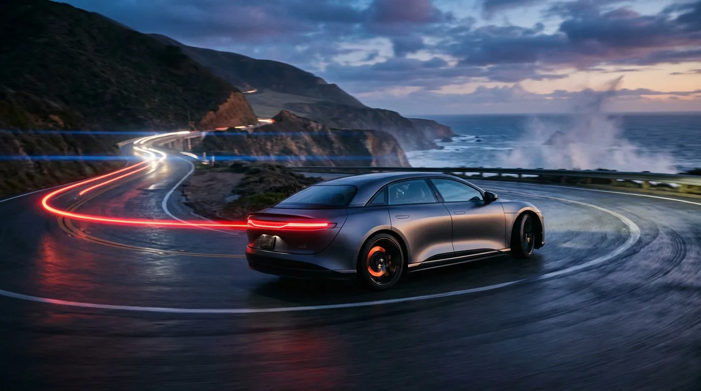 Dynamic Coastal Highway Tracking Shot
